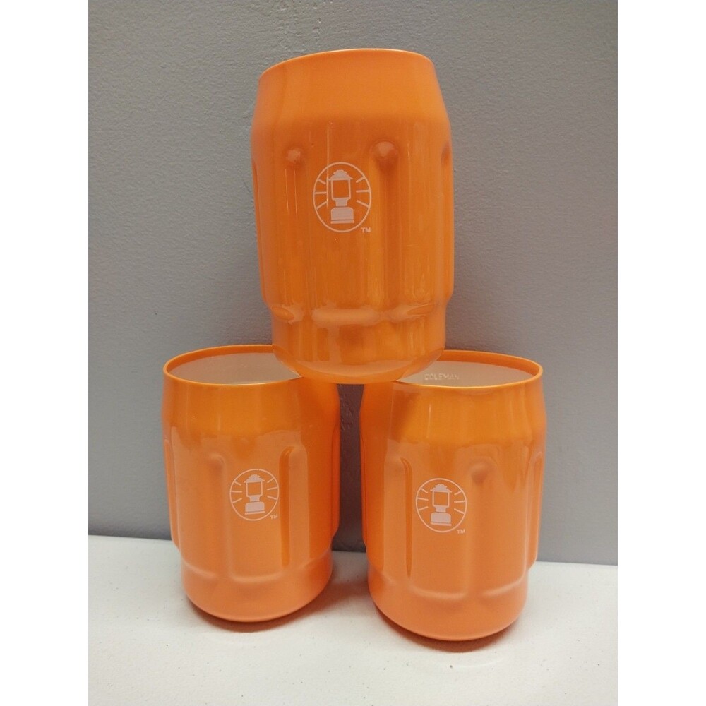 Vintage Coleman Orange Can Holders Koozie Lantern Logo Set 3
